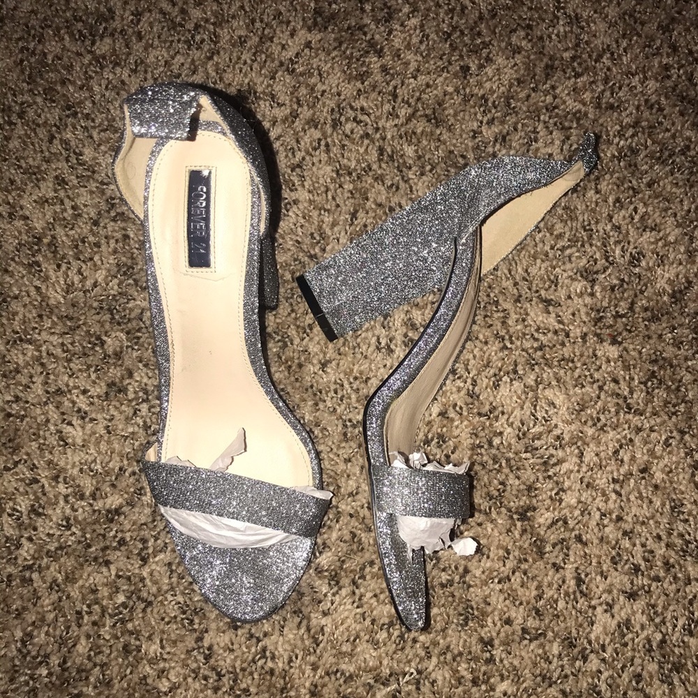 Silver glittery heels
